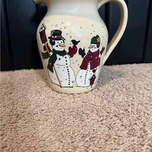 Pottery Pitcher Snowman Birds Home & garden party